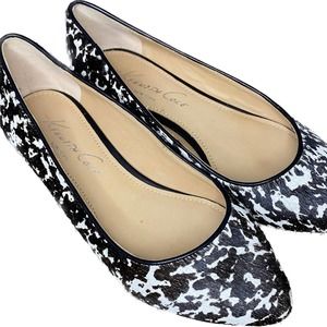Cow Print Leather Ballet Flats Brown White Size 8 by Kenneth Cole New York
